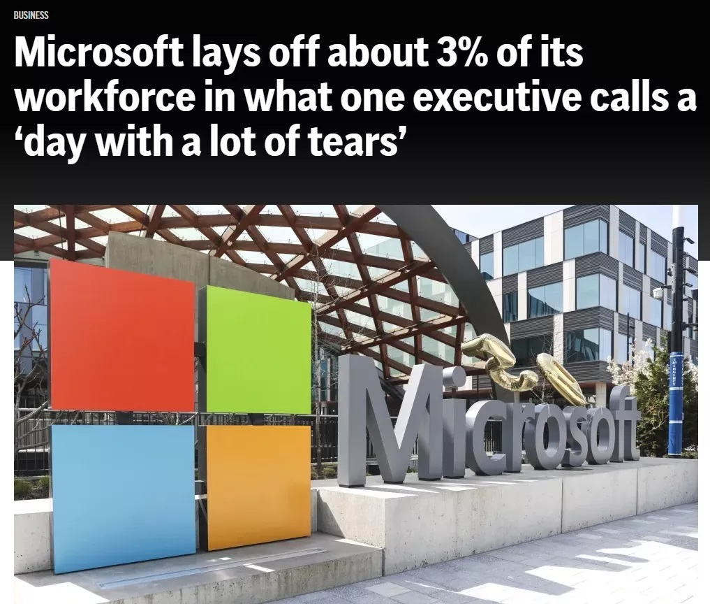 微软开始启动了约6000人的裁员计划 微软开始启动了约6000人的裁员计划