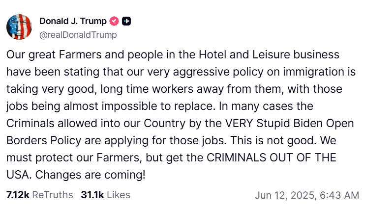 可能放宽对在农场和酒店工作的移民驱逐 可能放宽对在农场和酒店工作的移民驱逐