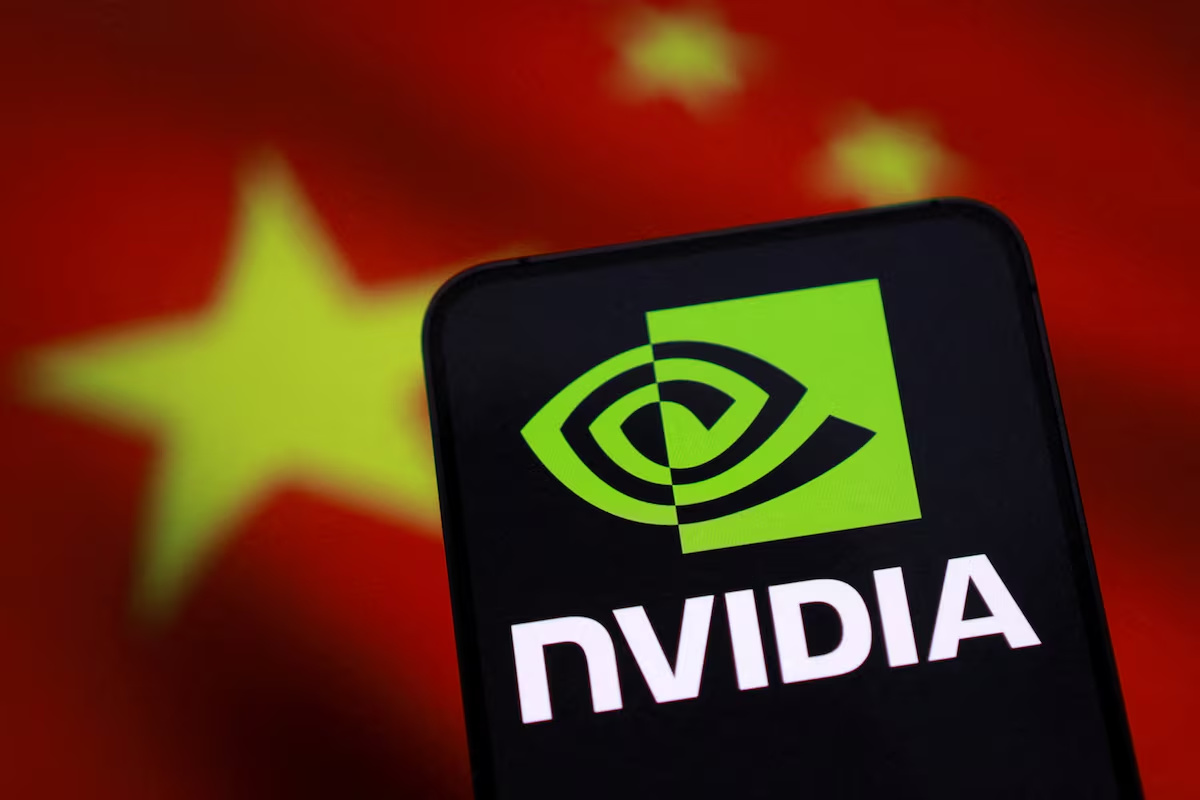 Nvidia 的标志和中国国旗  Nvidia 的标志和中国国旗
