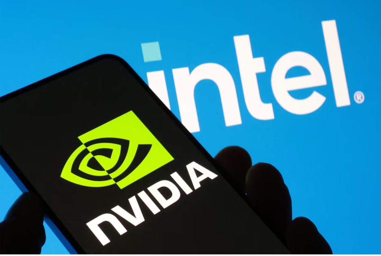 Nvidia 和英特尔的标识  Nvidia 和英特尔的标识